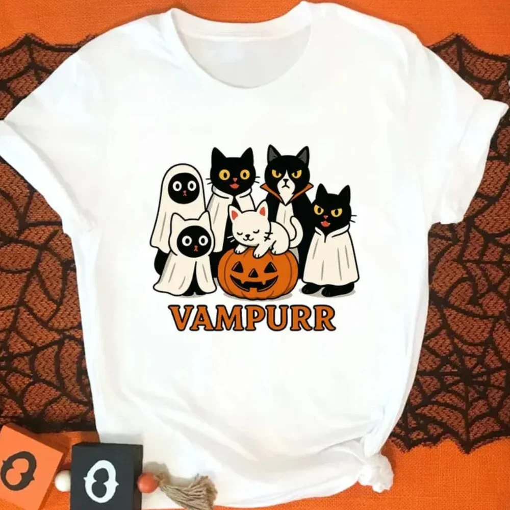 Pumpkin Cat Halloween Shirt, Funny Cat Halloween Tee, Spooky Shirt - Picture 1 of 4